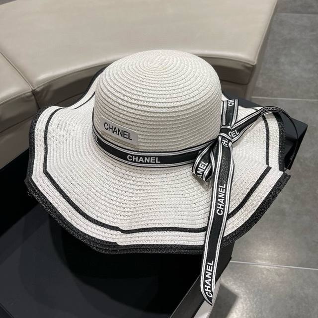 Chanel香奈儿 新款草编大牌皮带编织草帽，度假休闲必备，优雅大方的一款