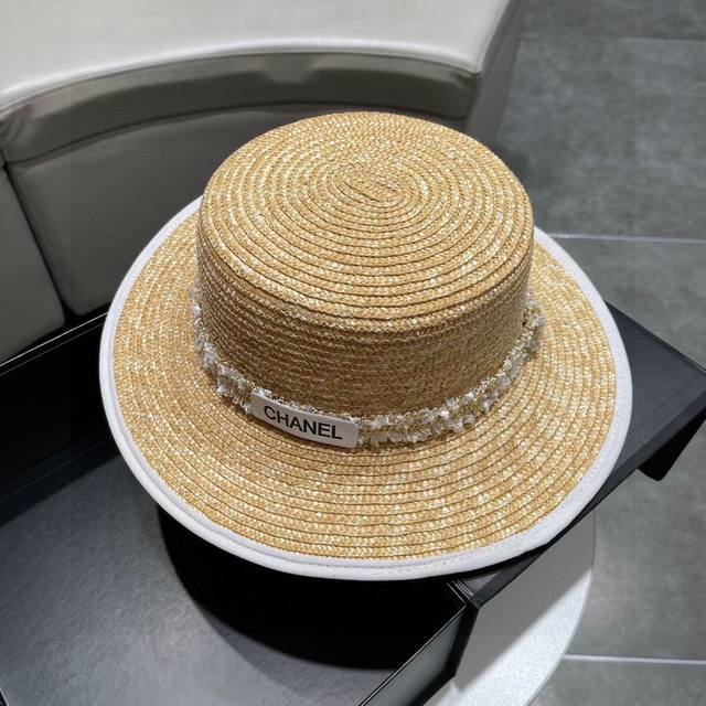 Chanel2024新款香奈儿草帽，防晒遮阳帽，头围57Cm