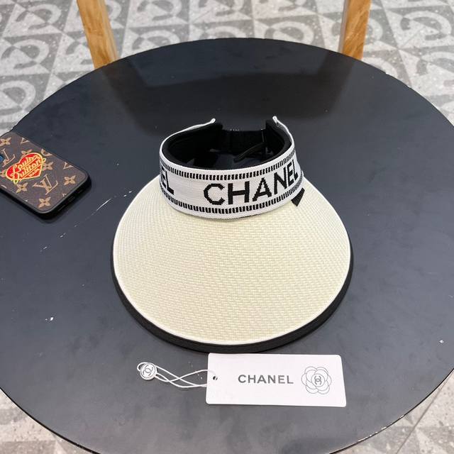 Chanel香奈儿遮阳帽，空顶草帽，可调节 - 点击图像关闭