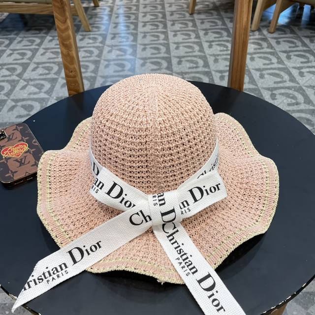 Dior迪奥 2024春夏季新款户外大檐防晒帽子旅游度假防紫外线沙滩帽遮阳帽女 - 点击图像关闭