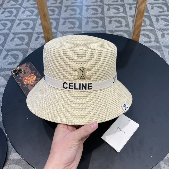 塞琳celien新款草帽，平顶水桶礼帽，头围57Cm