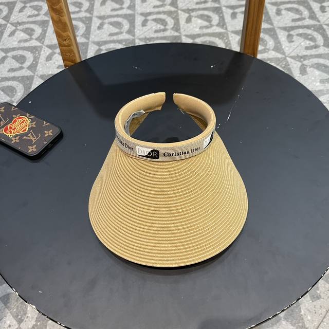 Dior迪奥 2024夏季新款金丝织带爆款遮阳帽空顶帽，大牌出货，超方便！好搭！出街必