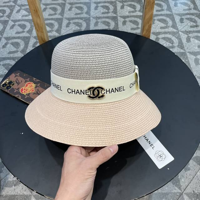 Chanel香奈儿拼接帽，名媛风遮阳帽，，头围57Cm 轻盈简约