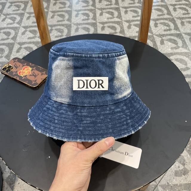 Dior迪奥 春夏季牛仔渔夫帽子女款2024新款百搭水洗复古做旧日系防晒遮阳帽