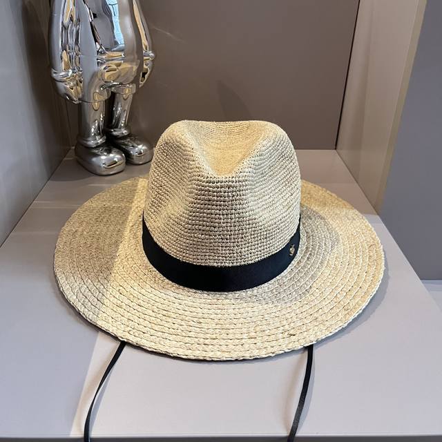 Chanel香奈儿拉菲草礼帽，纯手工钩织，高级定制，头围57Cm