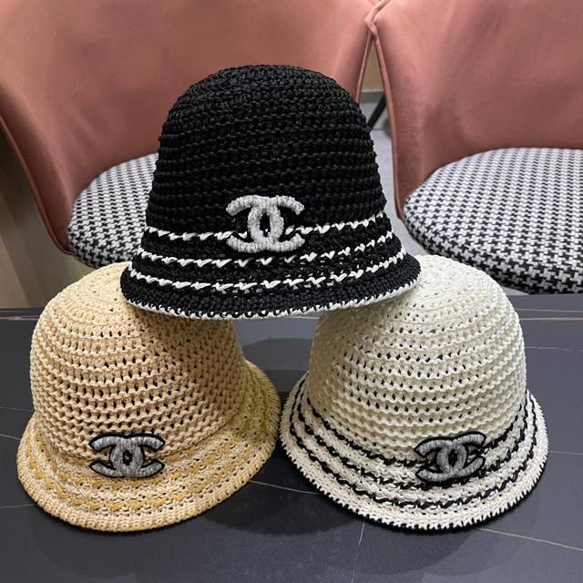 Chanel香奈儿 2024新款镂空小香风小桶帽渔夫帽～简约大气 独特拼接设计 夏季新品～ - 点击图像关闭