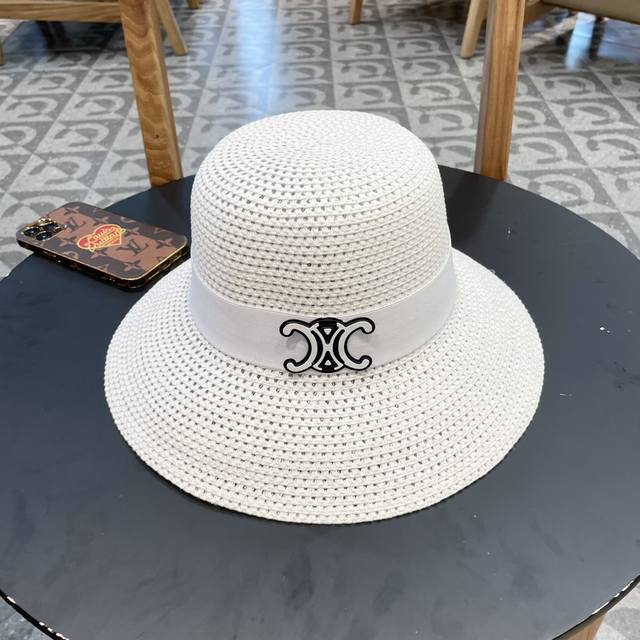 Celine赛琳新款镂空草帽，可折叠，轻盈百搭，头围57Cm