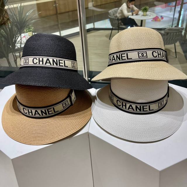 Chanel香奈儿2024夏季新款草帽，沙滩太阳帽，细草制作，头围57Cm