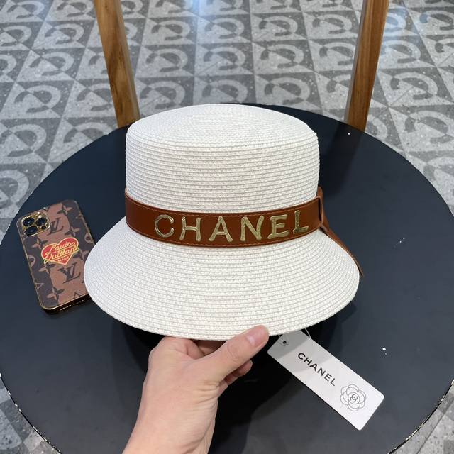 Chanel香奈儿 2024新款草编大牌皮带编织草帽，度假休闲必备，优雅大方的一款