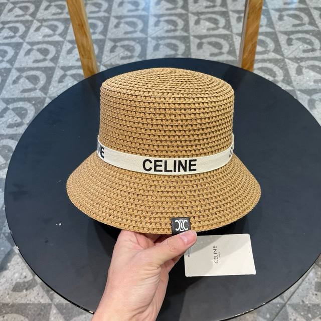 Celine赛琳2024新款平顶草帽、纯手工钩织，高级定制，库存多，头围57Cm - 点击图像关闭