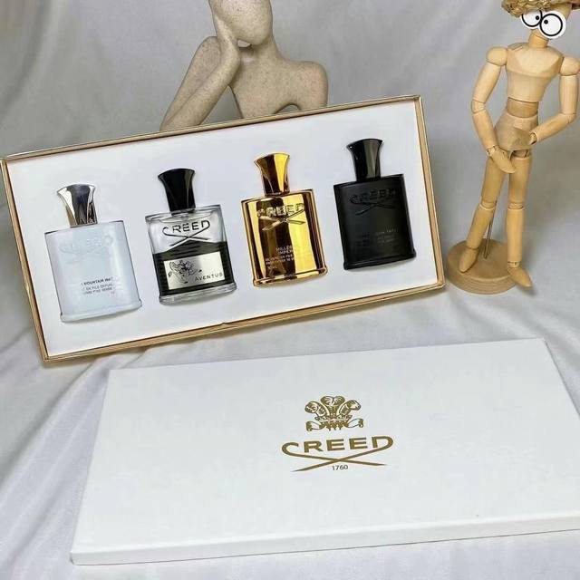 一比一 Creed 克雷德信仰香水中样四件套礼盒30Ml，套盒包含1银色山泉2拿破仑之水3爱尔兰绿花4千年帝国