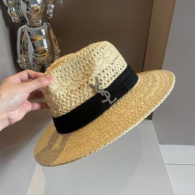 Ysl 圣罗兰新款礼帽，咸草制作，头围57Cm