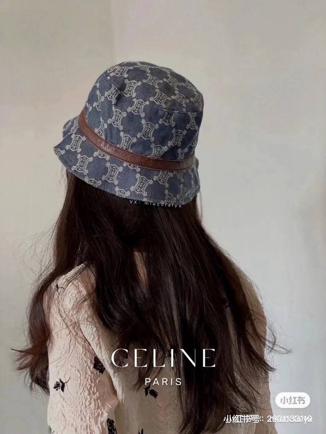 Celine赛琳，2024年秋冬新款渔夫帽，帆布帽，细节待上