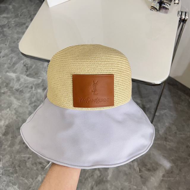 特 配防尘袋 Ysl圣罗兰 2024新款编织蝴蝶结渔夫帽，超好搭配，闭眼入的一款