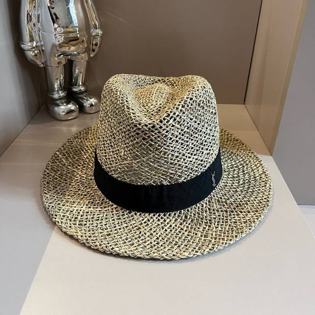 Ysl 圣罗兰新款礼帽，咸草制作，头围57Cm