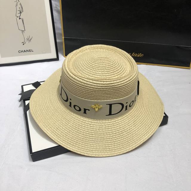 特价 Dior迪奥 2024新款大牌编织凹顶草帽 夏天海边首选～ 新款材质编织而成～质感满分