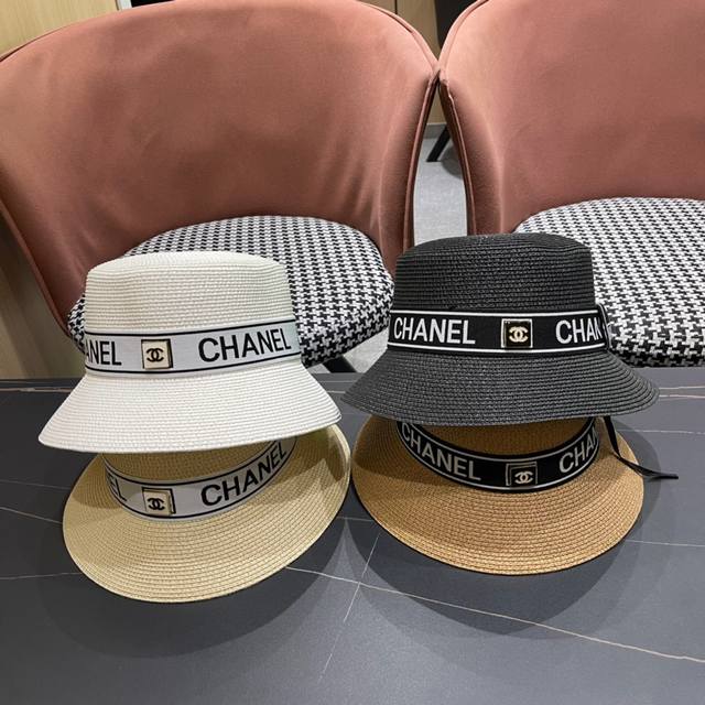 Chanel香奈儿 2024新款小香风平顶盆帽草帽出街必备 - 点击图像关闭