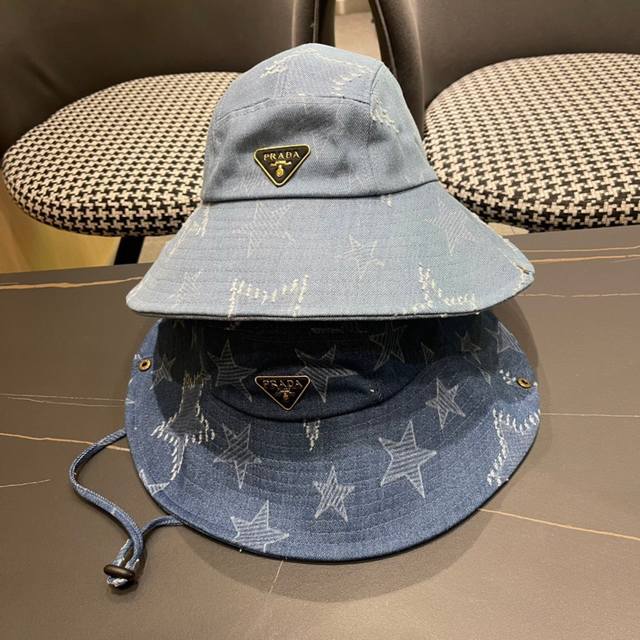 普拉达 Prada2024新款牛仔渔夫帽，新款上架，超好搭配，赶紧入手吧
