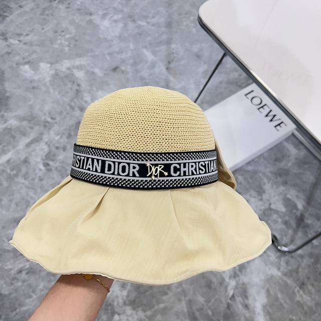 特 配防尘袋 Dior迪奥 2024新款织带款编织拼接大牌渔夫帽 遮阳百搭的一款～非常有质感