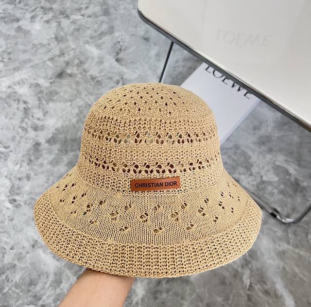 特 配防尘袋 Dior迪奥 2024新款镂空大牌渔夫帽可折叠 遮阳百搭的一款～非常有质感 - 点击图像关闭