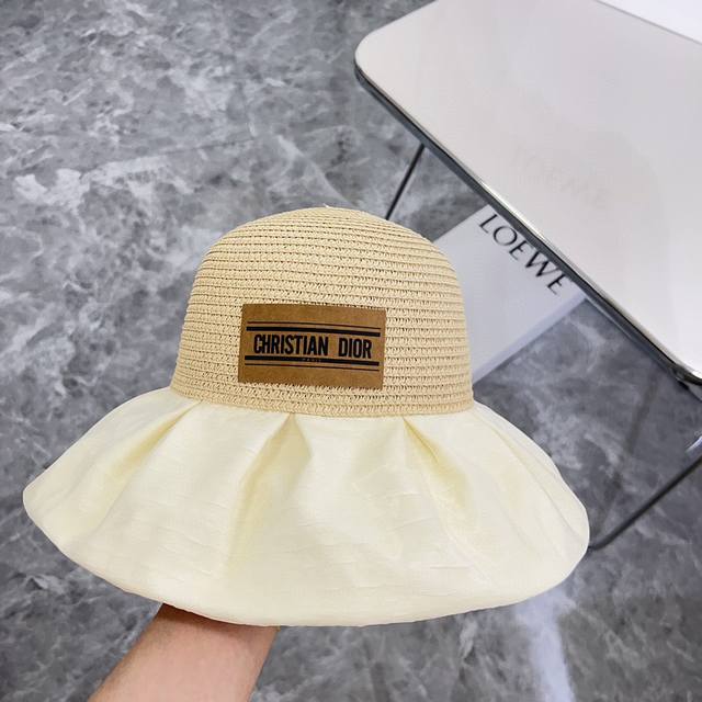 特 配防尘袋 Dior迪奥 2024新款编织拼接大牌渔夫帽 遮阳百搭的一款～非常有质感