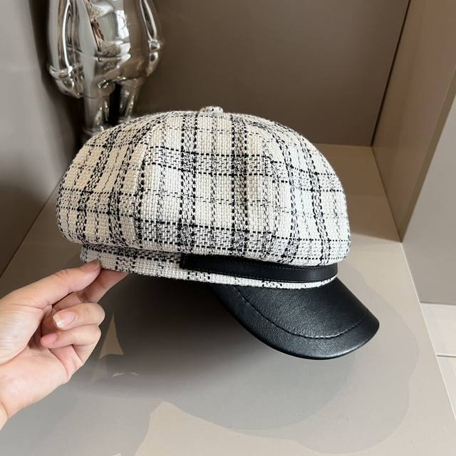 Chanel香奈儿秋季新款画家鸭舌帽，八角帽，头围57Cm
