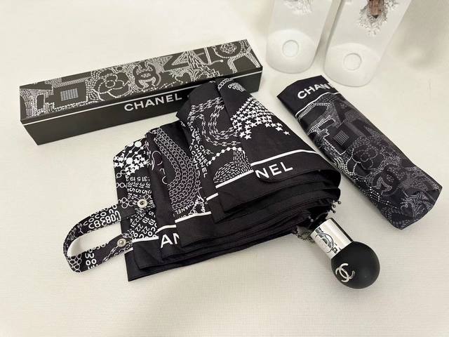 Chanel 香奈儿 三折自动折叠晴雨伞 选用台湾进口uv防紫外线伞布 原单代工级品质 - 点击图像关闭