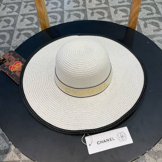 Chanel香奈儿山草帽，大边遮阳帽，头围57Cm