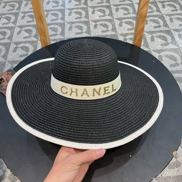 Chanel香奈儿山草帽，大边遮阳帽，头围57Cm