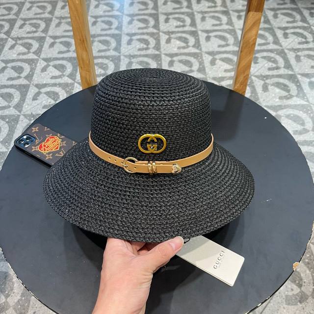 Gucci古奇2024新款草帽，名媛风遮阳帽，，旅游出街必备 - 点击图像关闭