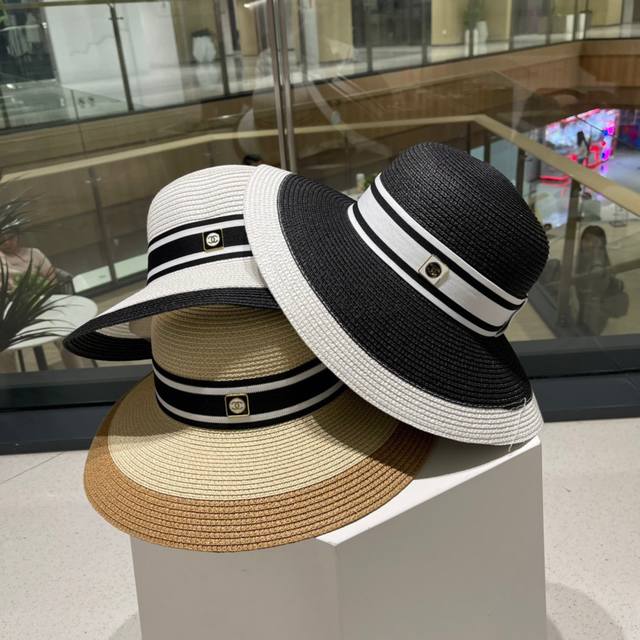Chanel香奈儿2024新款小香风帽盆帽草帽，出街必备超好搭配，有调节绳