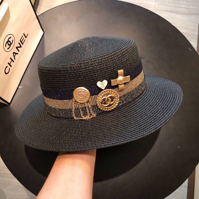 香奈儿chanel草帽，徽章小香组合设计 官方同步，原单品质，重工定制，独一无二，欧美时尚大牌！