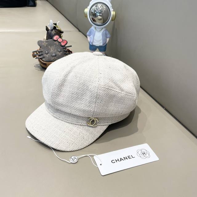 Chanel鸭舌贝雷帽春秋季女韩版百搭显脸小八角帽日系大头围画家帽子