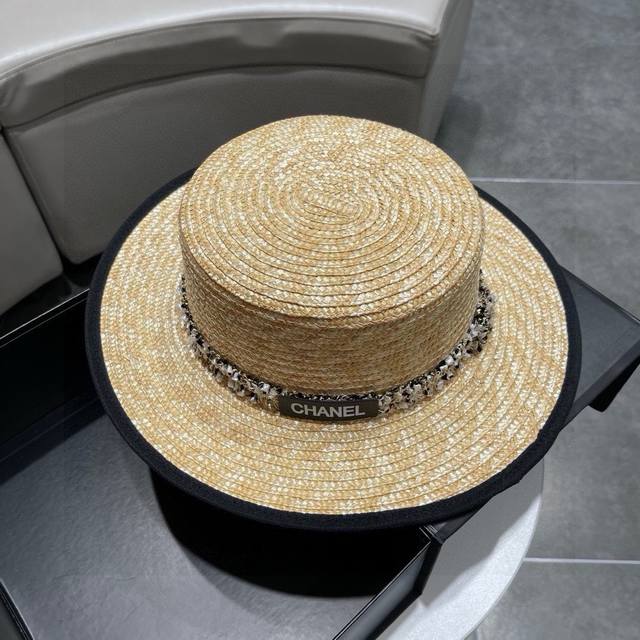 Chanel2024 新款香奈儿草帽，防晒遮阳帽，头围57Cm