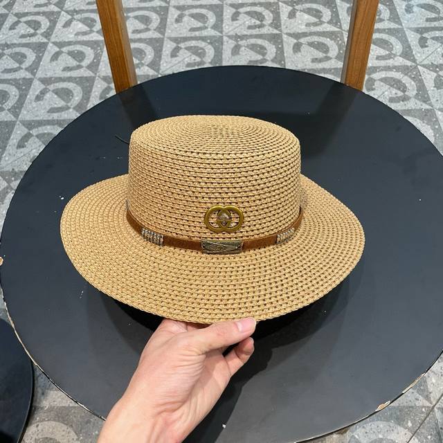 Gucci古奇2024新款草帽，名媛风遮阳帽，，旅游出街必备