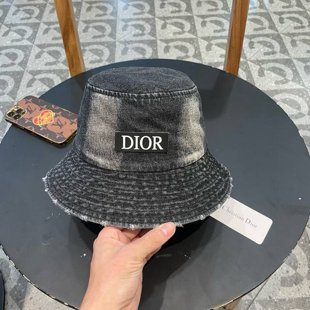 Dior迪奥 春夏季牛仔渔夫帽子女款2024新款百搭水洗复古做旧日系防晒遮阳帽 - 点击图像关闭