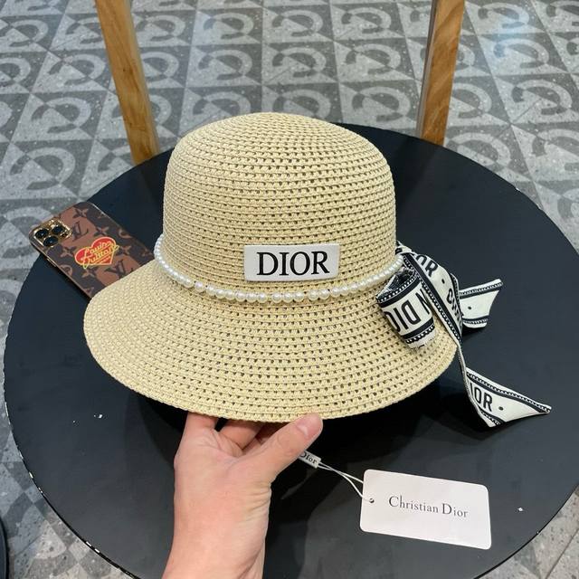 Dior迪奥新款镂空草帽，头围57Cm - 点击图像关闭