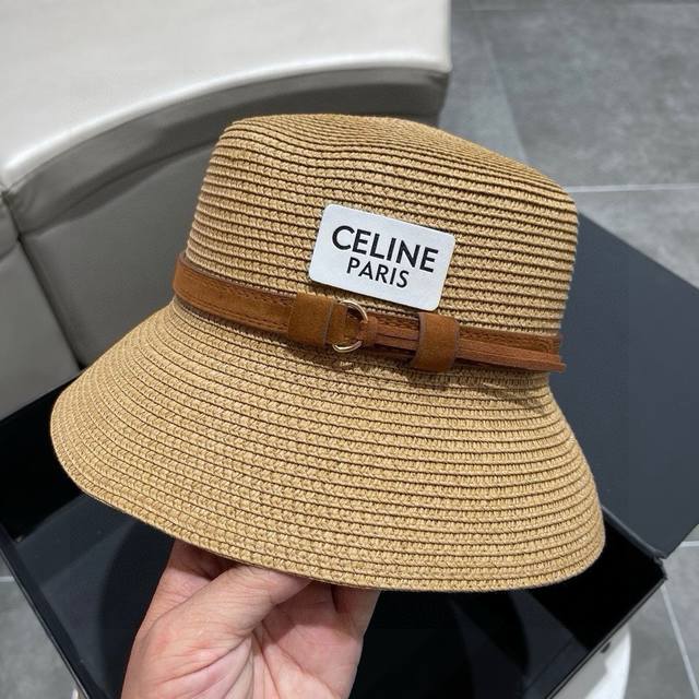Celine赛琳草帽，草制作，名媛风 ，头围57Cm - 点击图像关闭